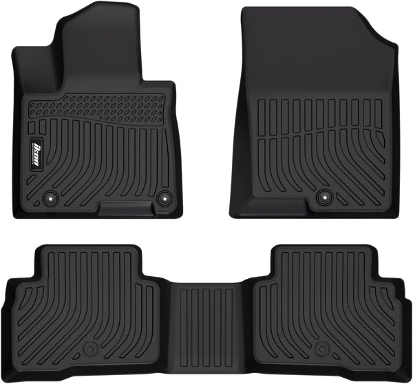 IKON Floor Mat Compatible with 2022-2024 Hyundai Tucson hybrid Floor Mats 3D Molded 1st 2nd  3pcs/ set Row Front Rear Protection Pad Black TPE Thermo Plastic Elastomer All Weather Liner Protector