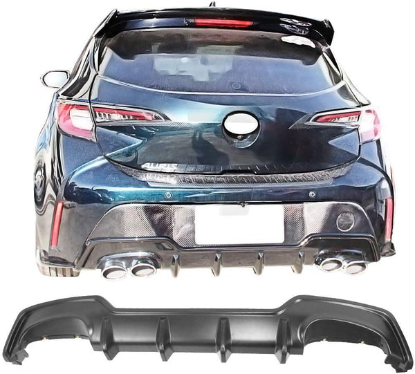 Diffuse 2019-2022 Toyota Corolla Hatchback 5Dr, T Style Unpainted Black ABS Lower Bumper Chin Lip Body Kit