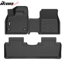 IKON MOTORSPORTS Floor Mat Compatible with 2023-2025 Nissan ARIYA Molded Custom Pad Black TPE Thermo Plastic Elastomer All Weather Liner Protector 1st and 2nd Front Rear Protection 3PC Set