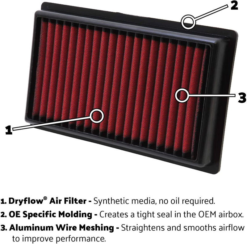 AEM Dryflow Air Filter 28-50044 engine air filter washable and reusable Filter fits 2016-2021 Honda Civic/CRV (see fitment details)