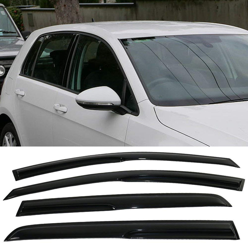 Window Visor Deflector Rain Guard 2015-2021 Volkswagen Golf MK7 Mugen/Regular Style Dark Smoke