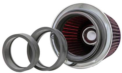 K&N Air Filter with Clamp for 3" / 3.5" / 4"- Cone Air Filter Replacement K&N Universal Air Filter Chrome Round Tapered Red - 4in Flange ID x 1.125in Flange Length x 5.5in H - Auto Sports Accessories & Performance