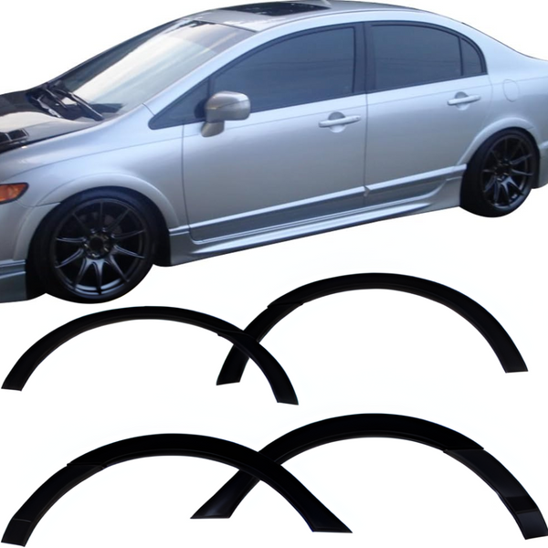 Fender Flares ABS  2006-2011 Honda Civic RR Style 8 pcs Unpainted Front Rear Fender Flares ABS