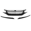 Grille 2019-2021 Honda Civic Coupe/ Sedan front Grill Honey Comb Mesh Style Glossy Black/ Set