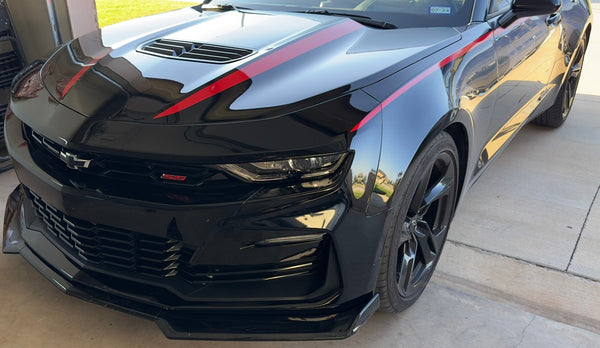 Front Bumper Lip 2016-2023 Chevrolet Camaro LT / LS / RS / SS Model 1LE Style ABS  Glossy Black 3 Pieces/ Set