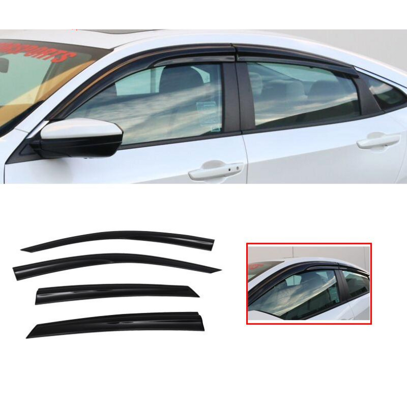 Window Visor Deflector Rain Guard 2016-2021 Honda Civic 4 door Sedan Mugen Style 10TH GEN CIVIC - Auto Sports Accessories & Performance