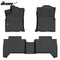 IKON Floor Mat Compatible with 2018-2023 Toyota Tacoma Double Cab Floor Mats 3D Molded 1st 2nd Row Front Rear Protection 4PC Pad Black TPE Thermo Plastic Elastomer All Weather Liner Protector - Auto Sports Accessories & Performance