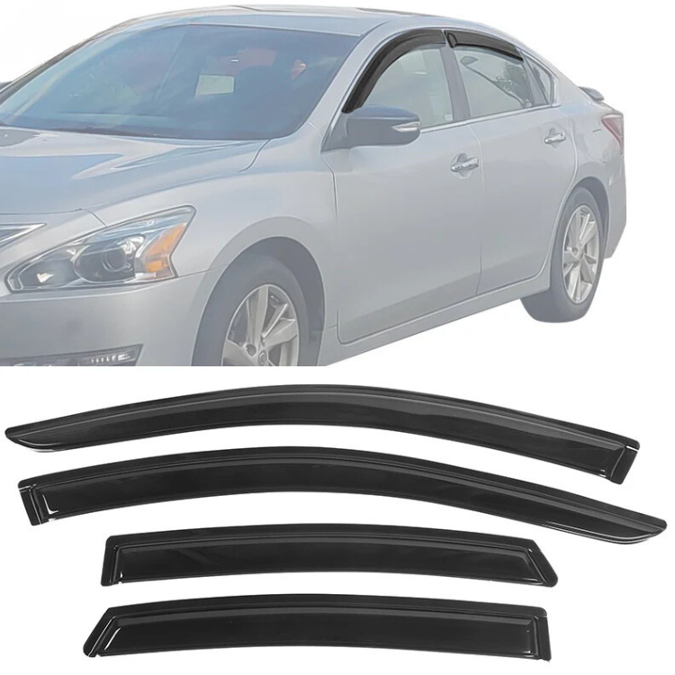 Window Visor Deflector Rain Guard 2013-2018 Nissan Altima Sedan Dark Smoke without / with Chrome trim - Auto Sports Accessories & Performance