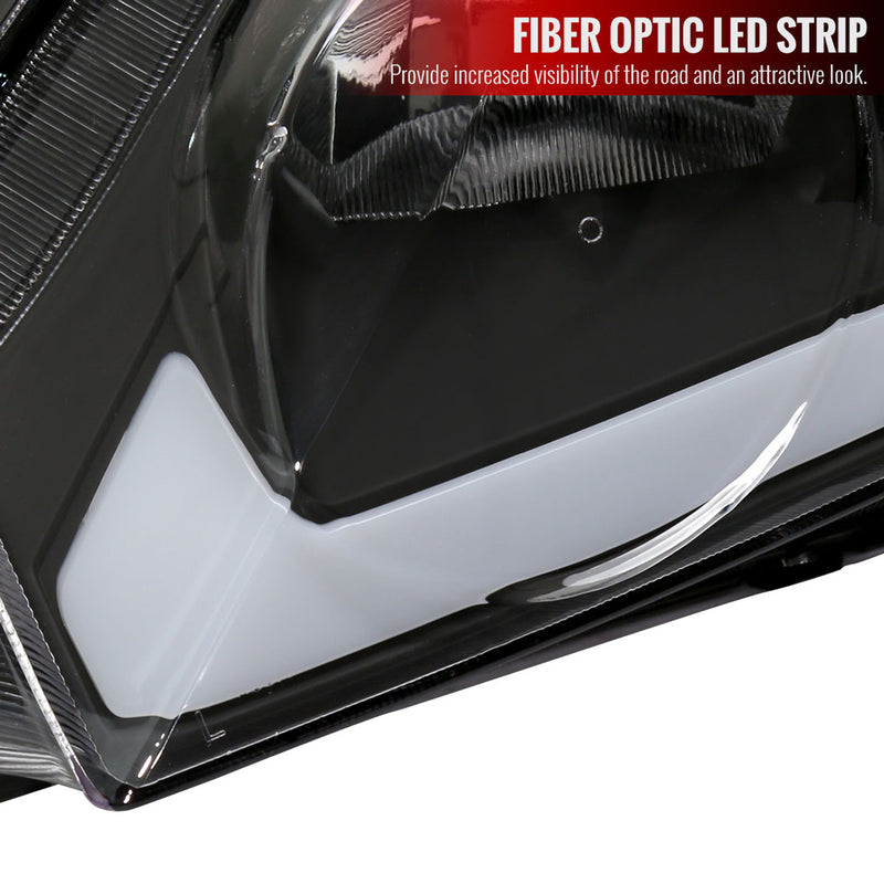 Headlight Housing Kit Euro Style w/ LED Strip Black 2006-2011 Honda Civic Sedan 4dr