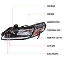 Headlight Housing Kit Euro Style w/ LED Strip Black 2006-2011 Honda Civic Sedan 4dr