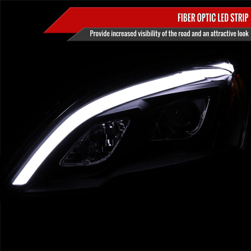 Headlight Housing Kit 2007-2011 Honda CRV LED Bar Projector Headlights (Matte Black Housing/Clear Lens)