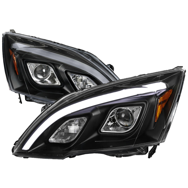 Headlight Housing Kit 2007-2011 Honda CRV LED Bar Projector Headlights (Matte Black Housing/Clear Lens)