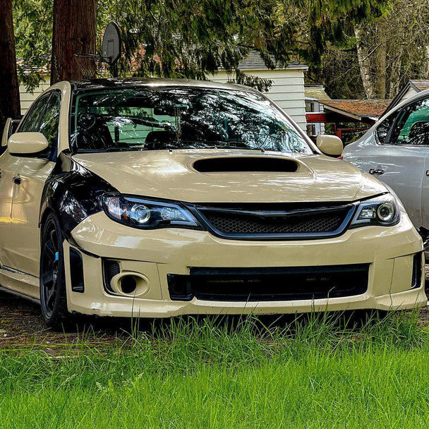 Headlight Set 2008-2014 Subaru Impreza WRX / 2008-2011 Outback Sport LED Bar Projector Headlights (Matte Black Housing/Clear Lens) - Auto Sports Accessories & Performance