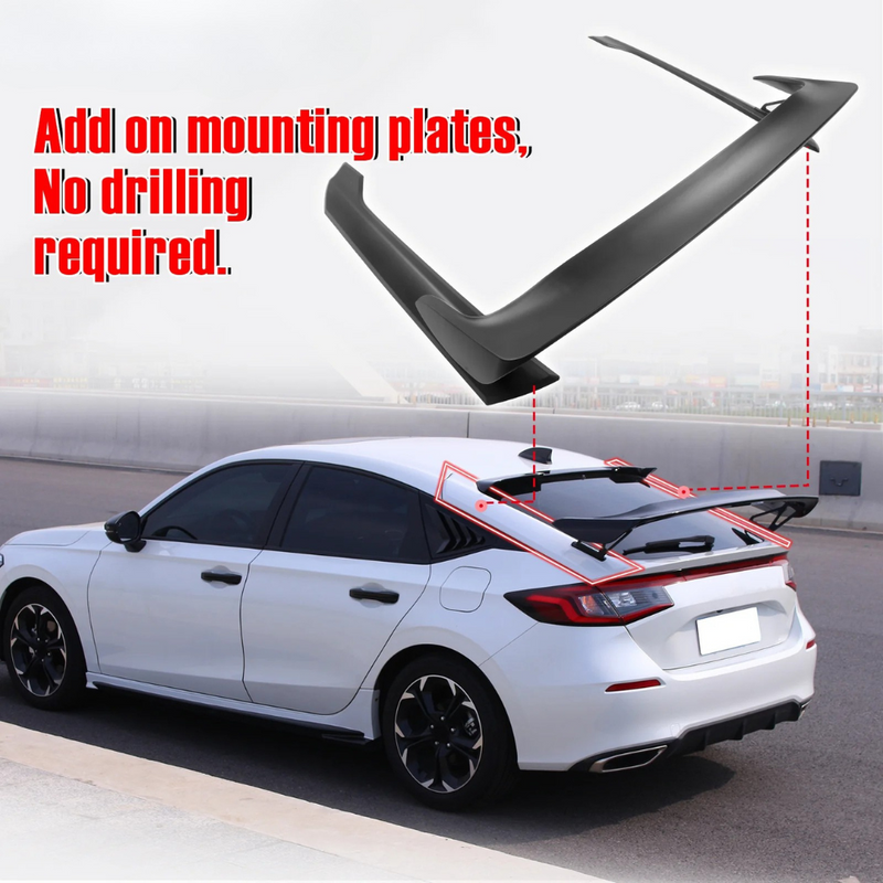 Spoiler For 2022-2024 Honda Civic Hatchback Type-R Gloss Black Trunk Spoiler Mounting Plates - Auto Sports Accessories & Performance