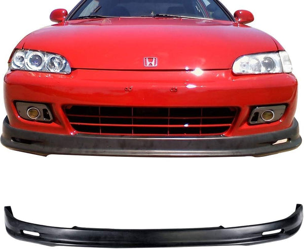 Front Lip Compatible With 1992-1995 Honda Civic EG Hatchback & Coupe 2-Door (Not fit sedan) 1PC Front Bumper Lip Mugen Style PU Unpainted Matte Black