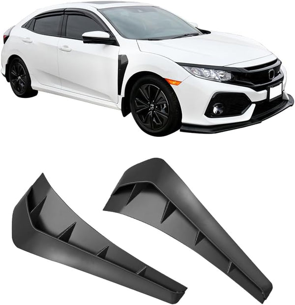Fender Vent Cover Type R Style Fits 2016-2021 Honda Civic Front Fender Side Vent Cover Unpainted Black