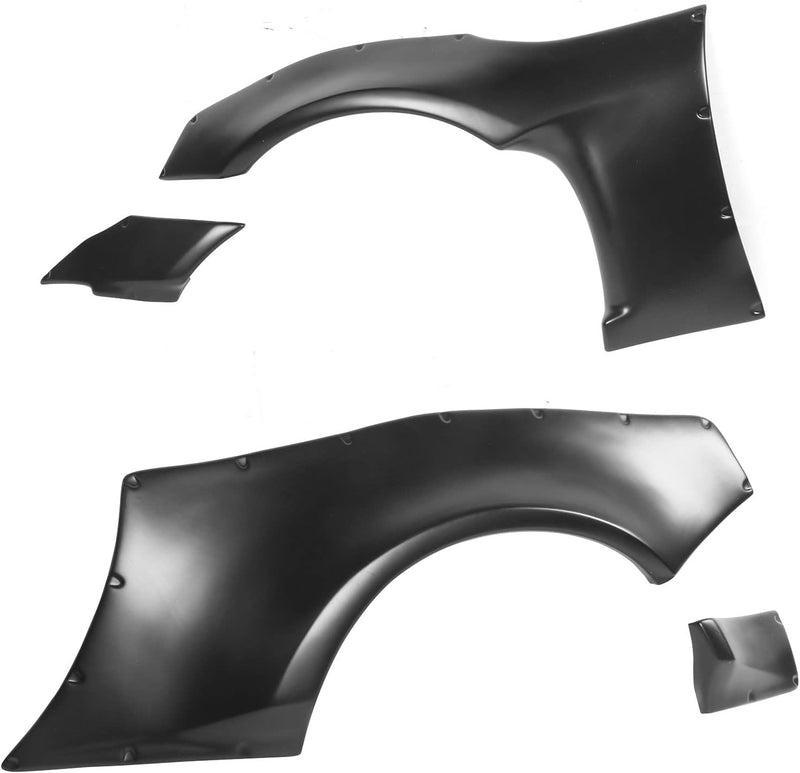 Fender Flares Wide Body Compatible With 2013-2016 Scion FR-S/2013-2020 Subaru BRZ/2017-2020 Toyota 86, GR Style Black ABS Plastic Front Rear Right Left Wheel Cover Protector Vent Trim - Auto Sports Accessories & Performance