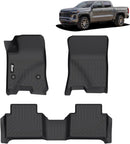 IKON Floor Mat Compatible with 2Fits 2023-2025 Chevrolet Colorado/GMC Canyon Crew Cab, Floor Mats, 3D Molded Custom Pad Black TPE Thermo Plastic Elastomer All Weather Liner Protector 1st , 2nd Front Rear Protection 3PC Set (Copy)