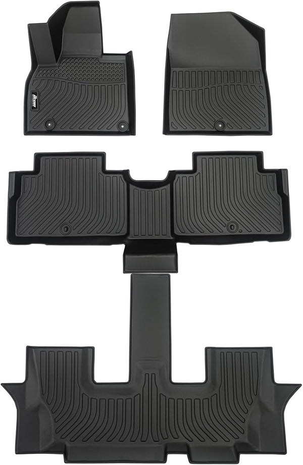 IKON Floor Mat Compatible with 2020-2025 Kia Telluride 7 & 8 Seats Floor Mats 3D Custom Carpets Protection 4PC All Weather Liner Protector