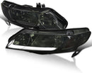 Headlight Housing Kit Euro Style w/ LED Strip Black 2006-2011 Honda Civic Sedan 4dr (Clear Lens or Tinted Lens)