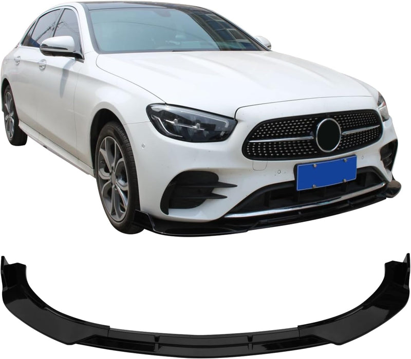 Front Lip for 2021-2023 Mercedes-Benz W213 E-Class E200 E300 E350 E450 ( Sport Bumper Only), B Style Gloss Black PP Polypropylene Air Dam Chin Spoiler Protector Splitter 3PCS Glossy Black - Auto Sports Accessories & Performance