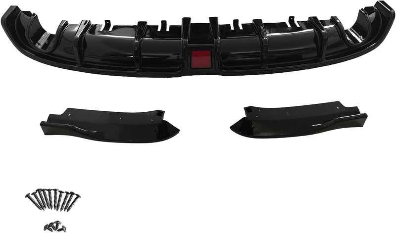 Rear Diffuser for 2022-2024 Civic EX/Touring/Si Sedan Gloss Black Rear Diffuser W/LED+Dual Tip - Auto Sports Accessories & Performance