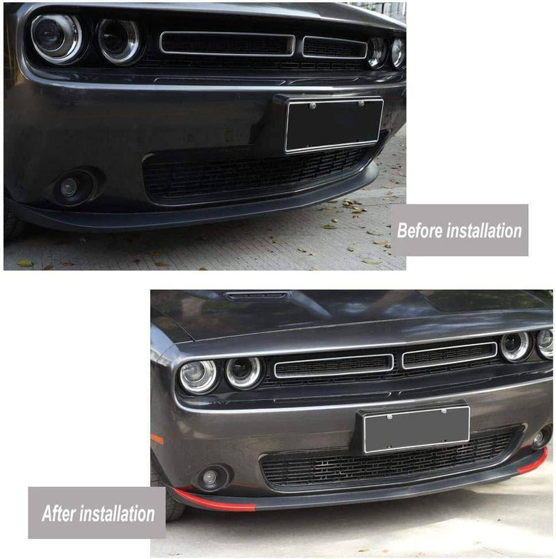 Front Shovels Cover Decoration Kit Front Deflector Spoiler Bumper Lip Body Shovels Front Bumper Exterior Decals Sticker Accessories for 2015-2020 Dodge Challenger SXT, Red - Auto Sports Accessories & Performance