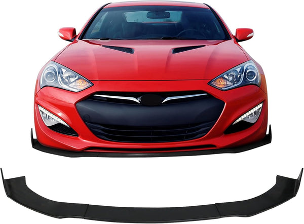 Front Bumper Lip Compatible with 2013-2016 Genesis Coupe 2-Door Model Only, 3PCS Front Bumper Lip Spoiler Splitters Kit Unpainted Black IKON Style PU