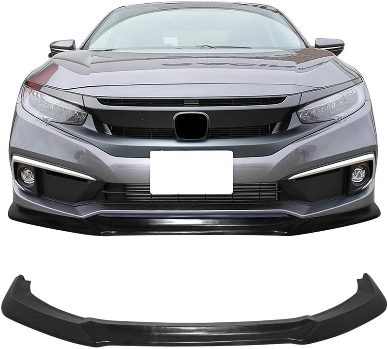 Front Lip 2019-2021 Honda Civic 4 door GT Style One Piece Bumper Lip Unpainted Matte Black