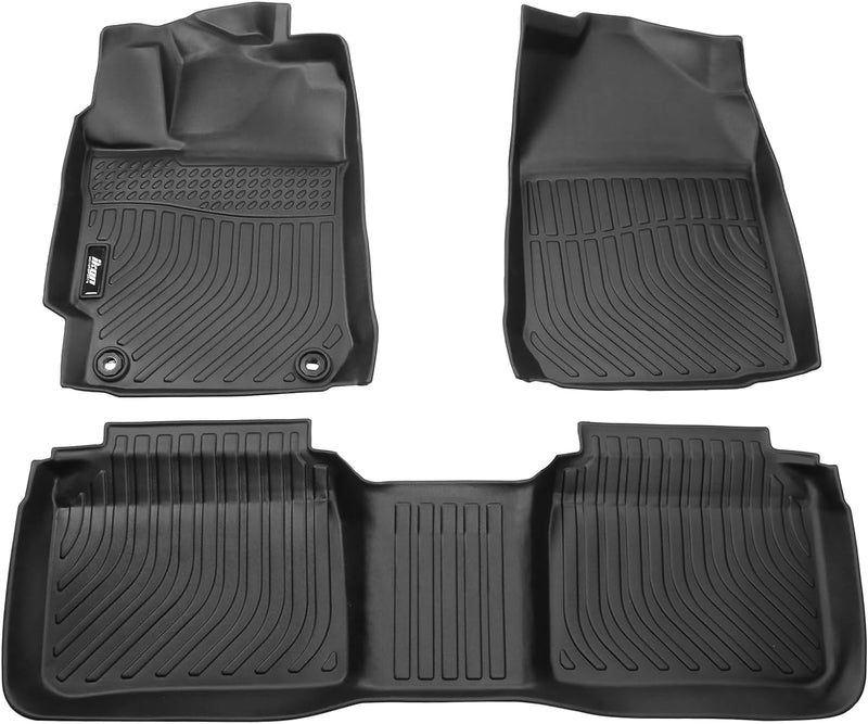 IKON Floor Mat Compatible with 2012-2017 Toyota Camry Floor Mats, 3D Molded Custom Carpets 1st 2nd Row Front Rear Protection 3PC Pad Black TPE Thermo Plastic Elastomer All Weather Liner Protector