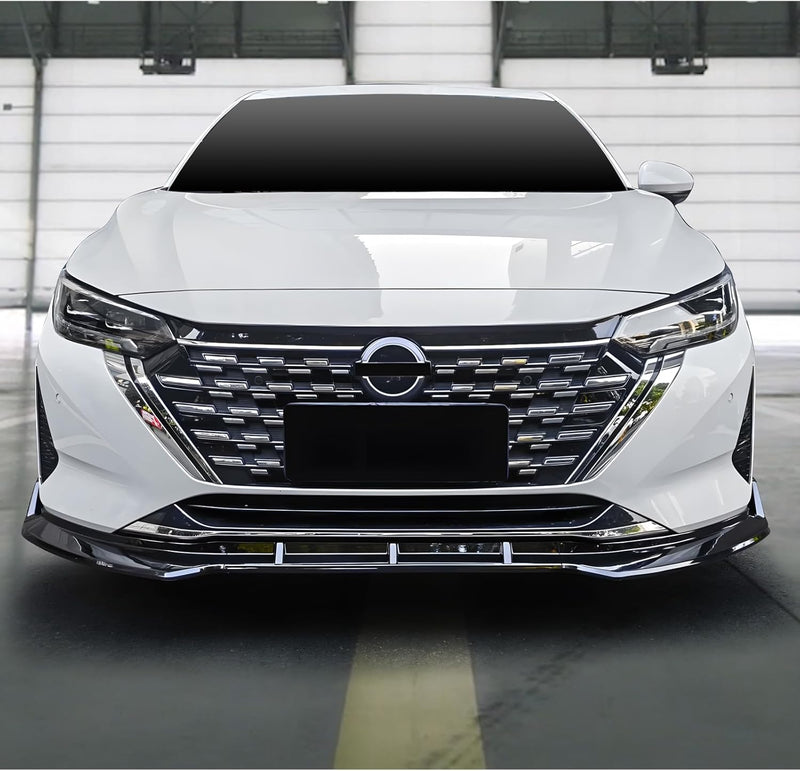 Front Lip compatiable with 2024-2025 Nissan Sentra Glossy Black Polypropylene 3PC Bumper Lip