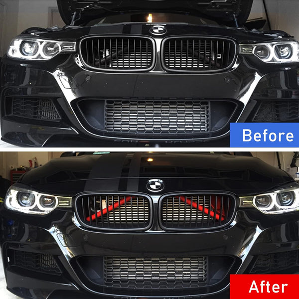 BMW Grill Inserts Trims for 1 2 3 4 5 6 7 Series, F20 F22 F30 F32 G30 G32 G11 G12, Compatible with BMW V Brace Wrap Covers Red Grill Stripes Grille Inserts Stripes Wrap