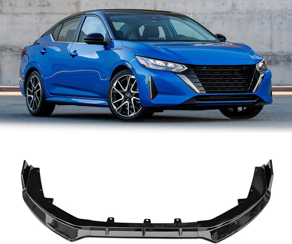 Front Lip compatiable with 2024-2025 Nissan Sentra Glossy Black Polypropylene 3PC Bumper Lip