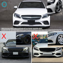 Front Lip 2019-2021 Mercedes Benz W205 C Class Glossy Black Polypropylene 3PC Bumper Lip