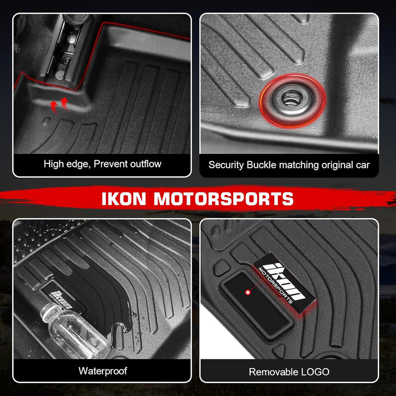 IKON Floor Mat Compatible with 2021-2024 Ford Bronco Sport Floor Mats, 3D Molded Custom Pad Black TPE Thermo Plastic Elastomer All Weather Liner Protector 1st and 2nd Front Rear Protection 3PC Set