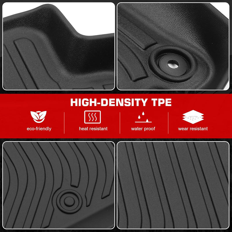 IKON Floor Mat Compatible with 2015-2022 Ford F150 Super Crew Floor Mats, 3D Custom Carpets 1st 2nd Row Black All Weather Liner Protector