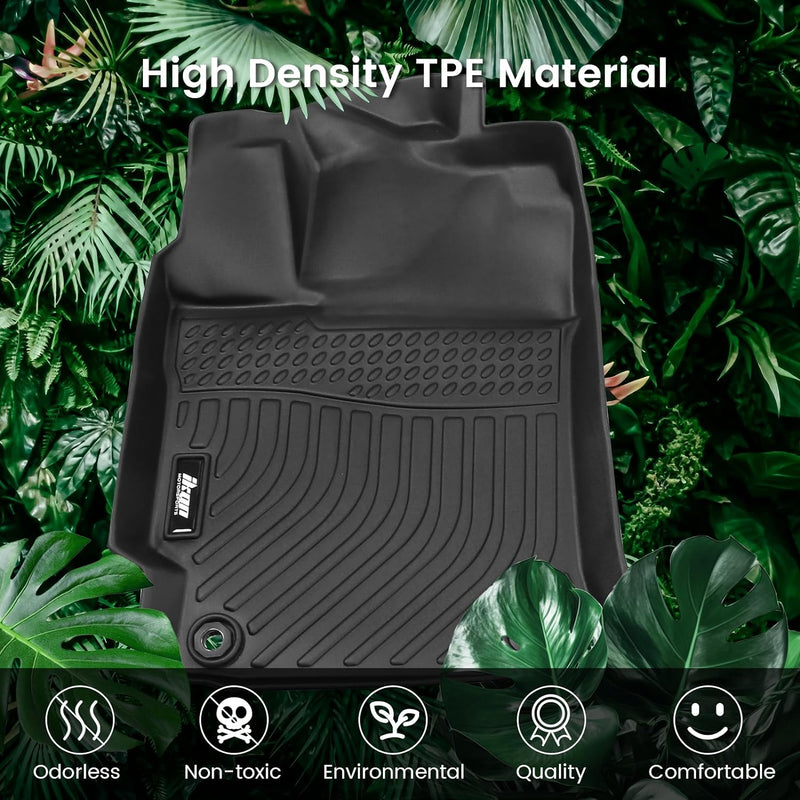 IKON Floor Mat Compatible with 2022-2023 Tesla Model X 6seats Floor Mats 3D Molded 1st 2nd Row Front Rear Protection Pad Black TPE Thermo Plastic Elastomer All Weather Liner Protector