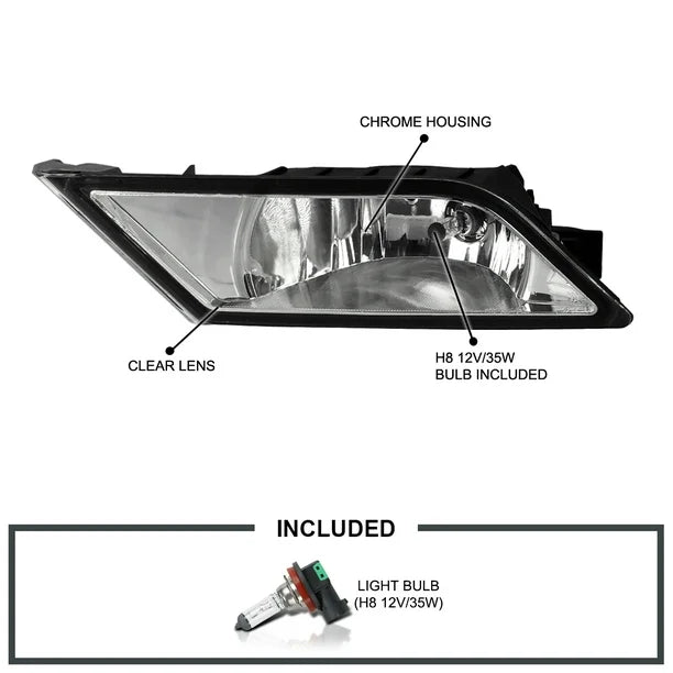 Fog Light Clear Driving Fog Lights + Bulbs + Switch Compatible with 2011-2013 Honda Odyssey L+R Pair Assembly