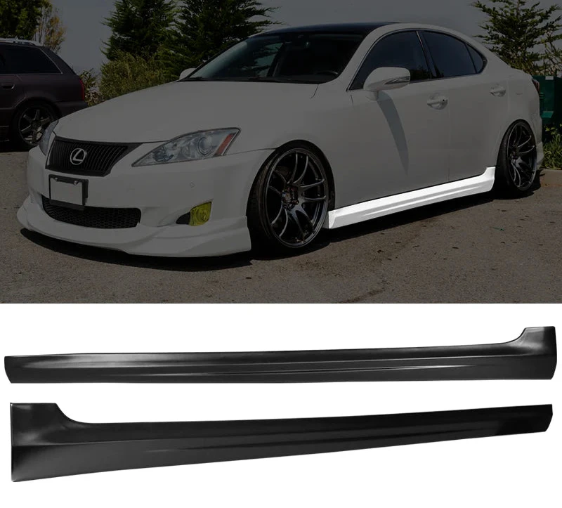 Side Skirt 2006-2013 Lexus IS250 IS350 IN-S Style Matte Black Side Skirt PP Unpainted Matte Black Side Skirts PP - Auto Sports Accessories & Performance