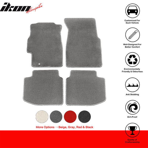 IKON Car Floor Mat for 1996-2000 Honda Civic Gray Carpet 4PC Nylon