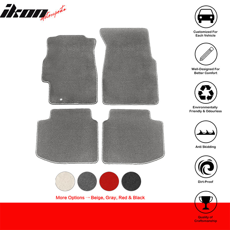 IKON Car Floor Mat for 1996-2000 Honda Civic Gray Carpet 4PC Nylon