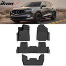 IKON Floor Mat Compatible with 2022-2024 Acura MDX Floor Mats, 3D Molded Custom Pad Black TPE Thermo Plastic Elastomer All Weather Liner Protector 1st 2nd 3 Rows Front Rear Protection 4PC Set