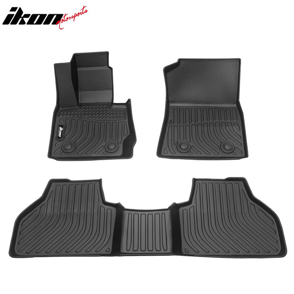 IKON Floor Mat Compatible with 2011-2017 BMW X3 F25 2015-2018 X4 F26 Floor Mats 3D Molded 1st 2nd Row Front Rear Protection 3PC Pad Black TPE Thermo Plastic Elastomer All Weather Liner Protector - Auto Sports Accessories & Performance