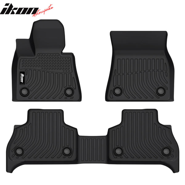 IKON Floor Mat Compatible with 2019-2024 BMW X5 G05 X5M F95 5 Passengers Floor Mats 3D Molded 1st 2nd Row Front Rear Protection 3PC Pad Black TPE Thermo Plastic Elastomer All Weather Liner Protector