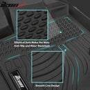 IKON Floor Mat Compatible with 2017-2022 Honda CRV Floor Mats 3D Molded 1st 2nd Row Front Rear Protection 3PC Pad Black TPE Thermo Plastic Elastomer All Weather Liner Protector