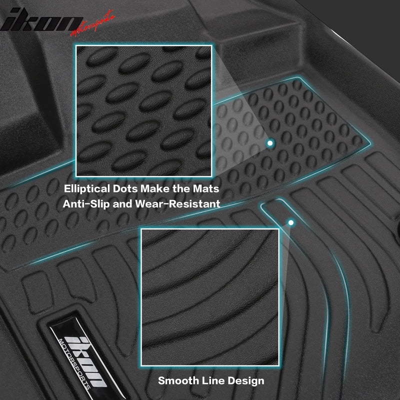 Floor Mat Compatible with 2018-2024 VW Tiguan 5/7 Seats, Floor Mats, 3D Molded Custom Pad Black TPE Thermo Plastic Elastomer All Weather Liner Protector - Auto Sports Accessories & Performance