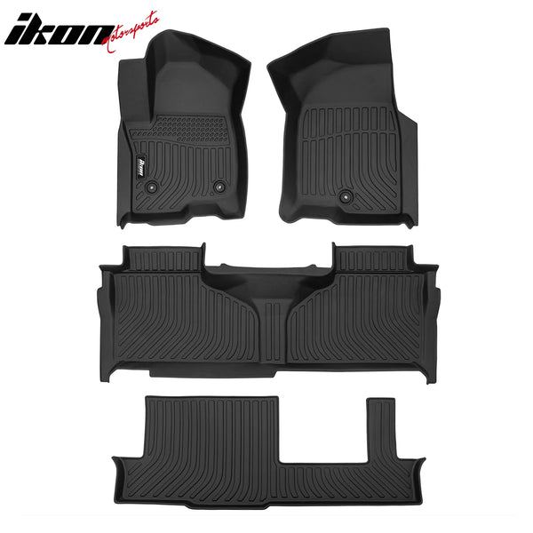 IKON Floor Mat Compatible with 2021-2023 Chevrolet Tahoe/GMC Yukon/Escalade 8 Seat Floor Mats 3D Custom Carpets Protection 4PC All Weather Liner Protector