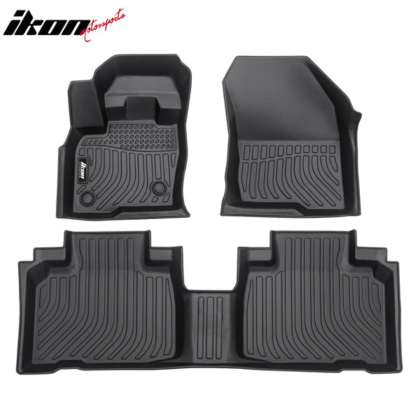 Floor Mat Compatible with 2015-2024 Ford Edge Molded Custom Pad Black TPE Thermo Plastic Elastomer All Weather Liner Protector 1st and 2nd Front Rear Protection 3PC Set