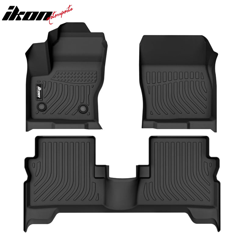 IKON Floor Mat Compatible with 2013-2019 Ford Escape 2013-2018 Ford C-Max Floor Mats 3D Molded 1st 2nd Row Front Rear Protection 4PC Pad Black TPE Thermo Plastic Elastomer All Weather Liner Protector - Auto Sports Accessories & Performance