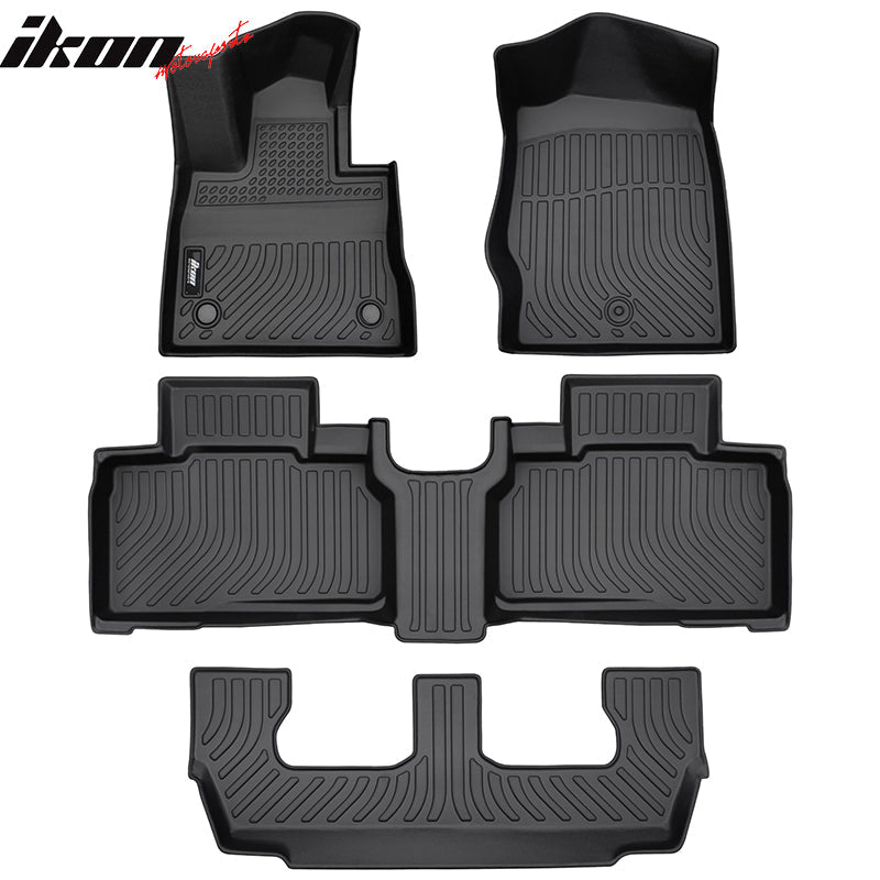 IKON Floor Mat Compatible with 2020-2024 Ford Explorer 7 Seats Floor Mats, 3D Molded Custom Carpets 1st 2nd 3nd Row Front Rear Protection 4PC Pad Black TPE Thermo Plastic Elastomer All Weather Liner Protector (Copy)